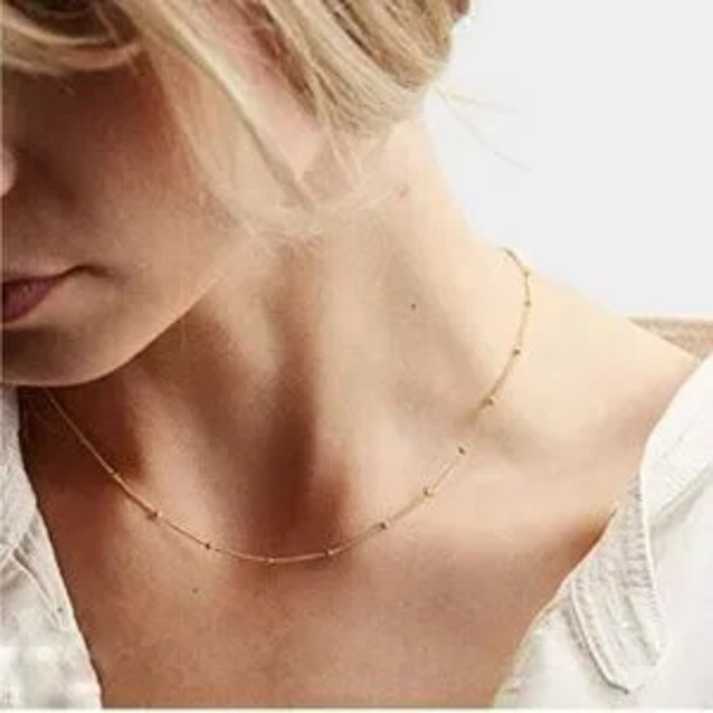 Gold 14k Gold Plated 2pc Disc Chain Necklace Set Gift Dainty Minimalist - Picture 2 of 3